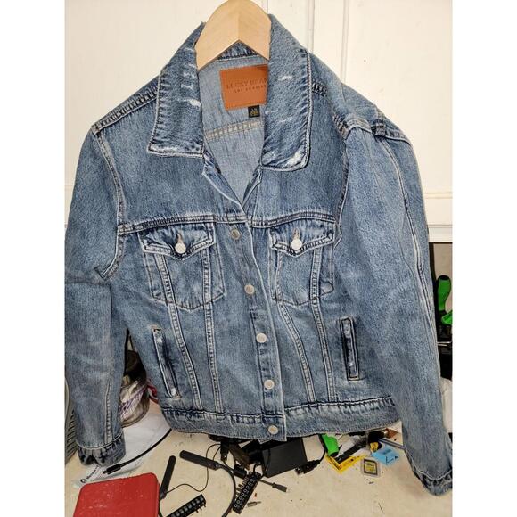 Lucky Brand Jackets & Blazers - Lucky Brand Los Angeles Women’s Denim Tomboy Trucker Blue Jean Jacket Large